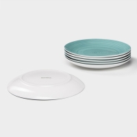 Набор фарфоровых тарелок Доляна &laquo;Палитра&raquo;, 6 предметов, d=19 см, цвет бирюзовый