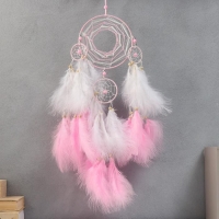 Ловец снов 4 кольца "Розовое облако" d=7 см, d=20 см 50х20 см Ловец снов 4 кольца "Розовое облако" d=7 см, d=20 см 50х20 см