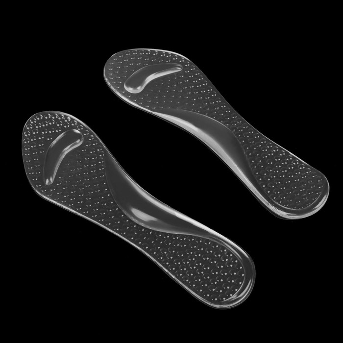 Полустельки для обуви, с супинатором, амортизирующие, массажные, на клеевой основе, силиконовые, 20,5 &times; 7,5 см, пара, цвет прозрачный
