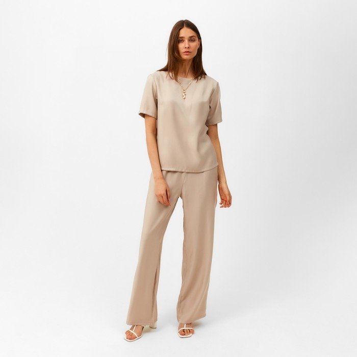 Костюм женский (футболка, брюки) MINAKU: Enjoy цвет бежевый, размер 46 Костюм женский (футболка, брюки) MINAKU: Enjoy цвет бежевый, размер 46