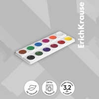 Акварель 12 цветов, ErichKrause, в мягком пластике, без кисти, экономичная упаковка, пакет с европодвесом