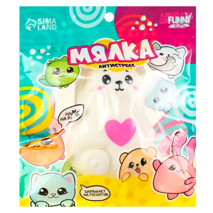 Антистресс сквиш мялка &laquo;Мишутка&raquo;,с пастой, в пакете