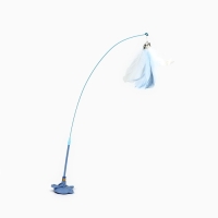 Игрушка дразнилка для кошек на присоске с пером &laquo;Котик&raquo;, голубой, 94 см