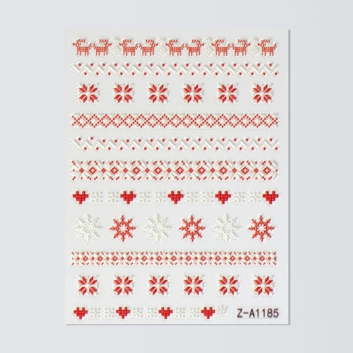 Новый год! Наклейки для ногтей &laquo;Зимние узоры&raquo;, объёмные, цвет красный/белый