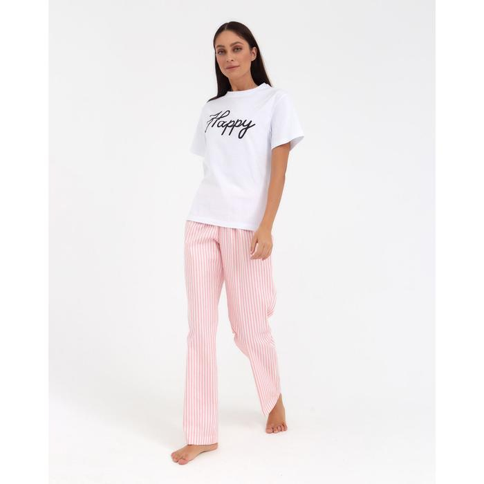 Брюки женские KAFTAN Брюки женские KAFTAN "Beautiful", цв. белый/розовый, р. 44-46