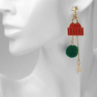 Новый год! Серьги &laquo;Новогодние&raquo; висячие, шапка, цветные в золоте