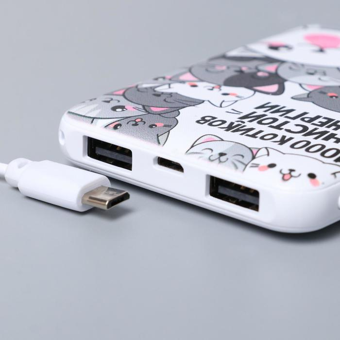 Наушники, маска для сна и зарядное устройство 5000 mAh м. PB-06 &laquo;Котики&raquo;, 20,5 х 16,5 см.