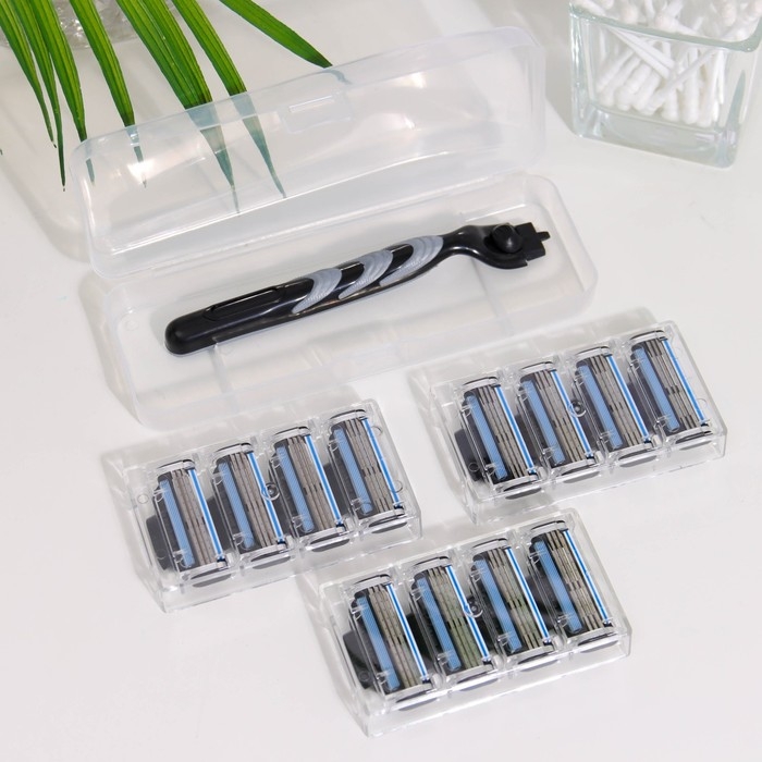 Станок бритвенный и 12 сменных кассет, совместимы с Gillette Mach3 Станок бритвенный и 12 сменных кассет, совместимы с Gillette Mach3
