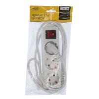 Удлинитель Luazon Lighting, 3 розетки, 1,8 м, 10 А, 2200 Вт, 3х1.5 мм2, с з/к, с выкл.