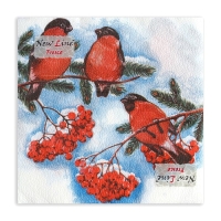 Новый год. Салфетки бумажные Fresco "Снегири", 2 слоя, 33*33 см, 20 листов