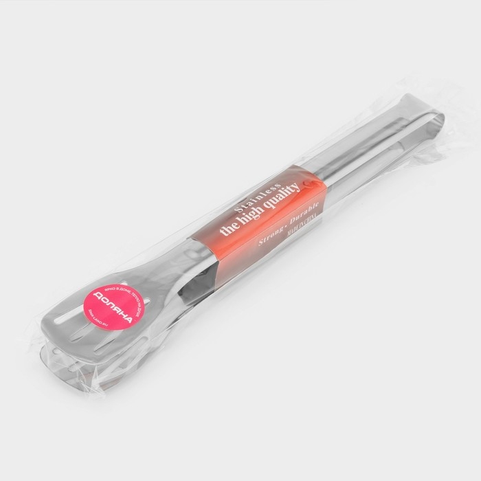 Щипцы кухонные Доляна &laquo;Лопатка&raquo;, 304 сталь, 28,5 см, цвет серебристый