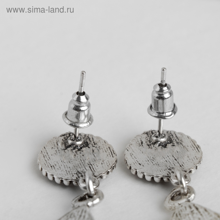 Серьги висячие со стразами &laquo;Капля&raquo; мотивы этники, цвет чёрный в чернёном серебре, 7 см