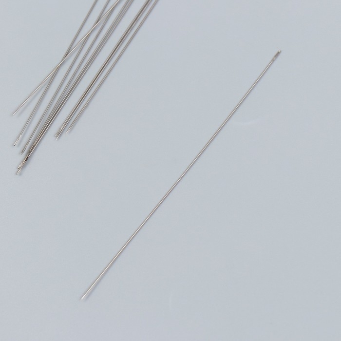 Иглы металл для бисера в стеклянной колбе тонкие набор 10 шт &Oslash; 0,45х100 мм 1,5х1,5х14 см