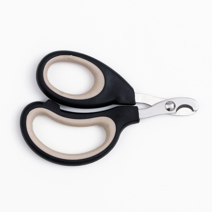 Ножницы-когтерезы "Пижон" Premium с эргономичной ручкой, чёрно-бежевые