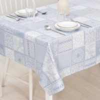 Клеёнка столовая на нетканой основе &laquo;Мажор. Ажур&raquo;, 1,35&times;20 м, цвет голубой