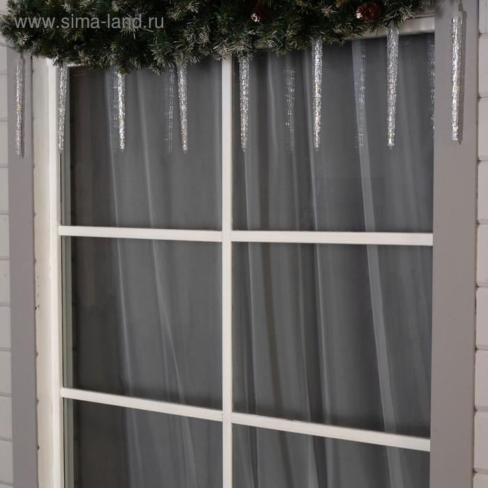 Гирлянда &laquo;Сосульки рифленые&raquo; 2.5 &times; 0.3 м, IP65, прозрачная нить, 192 LED, свечение тёплое белое с эффектом стекания, 12 В