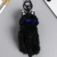 Пушистик на кольце "Чёрный кот" 18х5х5 см