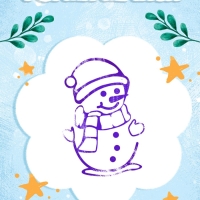 Набор детских печатей "Снеговик", фиолетовый цвет, 10 шт.