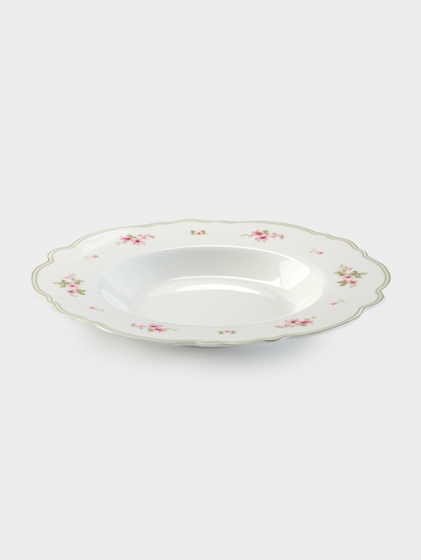 Тарелка глубокая WY Spring flowers, d=21.5 см, фарфор, белая