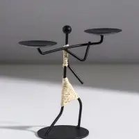 Подсвечник металл на 2 свечи "Абориген с коромыслом" d=6 см 17х8х17 см