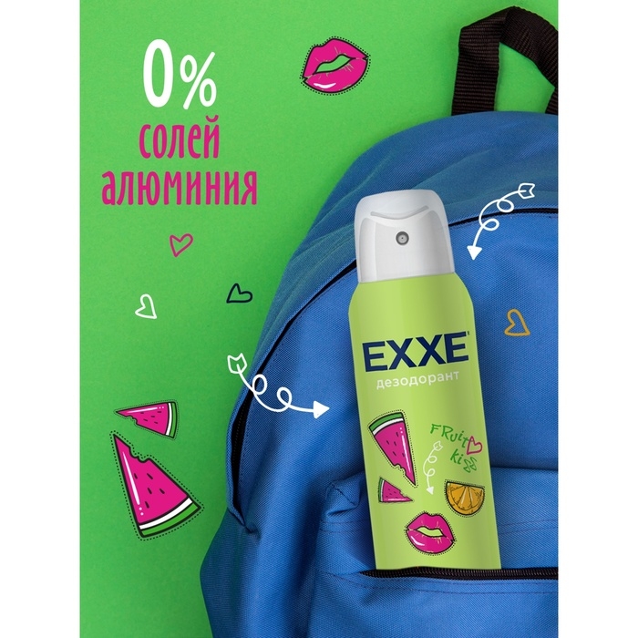 Дезодорант женский EXXE Fruit kiss Дезодорант женский EXXE Fruit kiss "Свежесть и Нежность", 150 мл