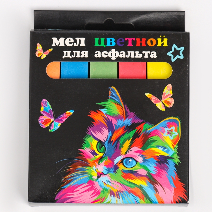 Мел цветной &laquo;Кот и бабочки. JUMBO&raquo;, 5 шт.