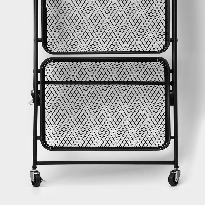 Этажерка напольная 3-х ярусная, 45,5&times;29,5&times;77,5 см, на колёсиках, цвет чёрный