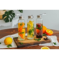 Бутылка для воды стеклянная &laquo;Лидо&raquo;, 500 мл, h=22,5 см, цвет ремешка МИКС