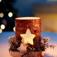 Светодиодная фигура деревянная &laquo;Декоративный пень&raquo;, 1 LED, от батареек AAAx2, свечение тёплое белое