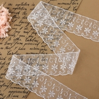 Кружево органза, 63 мм &times; 13 &plusmn; 1 м, цвет белый