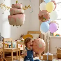 Воздушные шары "Розовый тортик" фольга, латекс, набор 12 штук