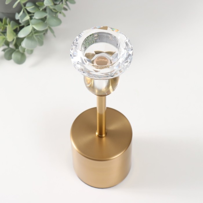 Подсвечник металл на 1 свечу d=4 см Подсвечник металл на 1 свечу d=4 см "Ниса" золото 8х8х23,5 см