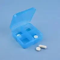 Таблетница, 7 &times; 6,7 &times; 2,4 см, 4 секции, цвет синий