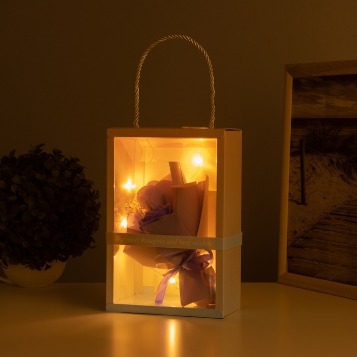 Ночник &laquo;Букет роз&raquo; розовый LED 3хAG10 7.5х15.5х23см