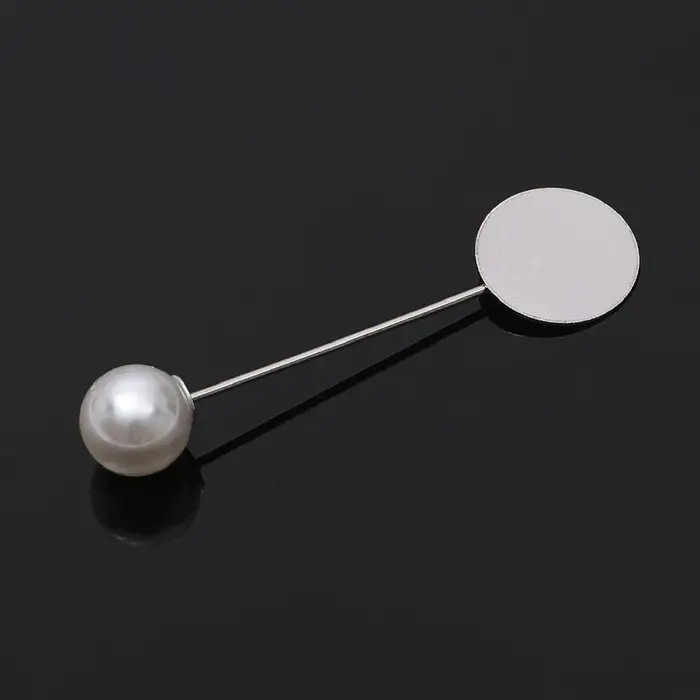 Основа &laquo;Брошь-игла&raquo; с бусиной d=1 см (набор 5 шт.), L=5 см, площадка 1,5 см, цвет серебро