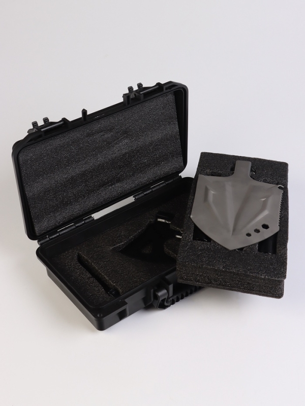 Лопата тактическая многофункциональная, с топором, в кейсе