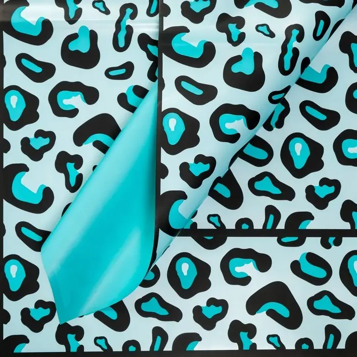 Пленка матовая, двусторонняя, &laquo;Леопард&raquo;, голубая, 0.57&times;0.57 м