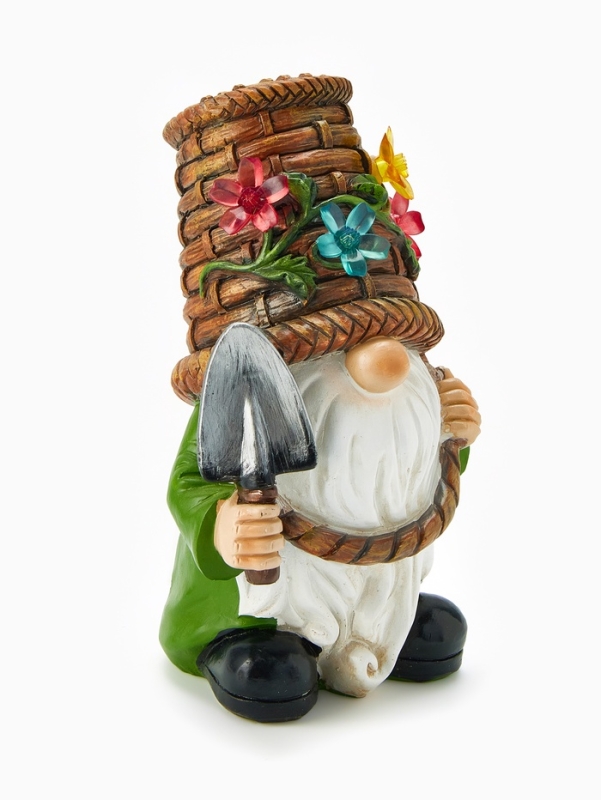 Садовая фигура "Гном с лопатой", 14х13.5х24 см, с подсветкой