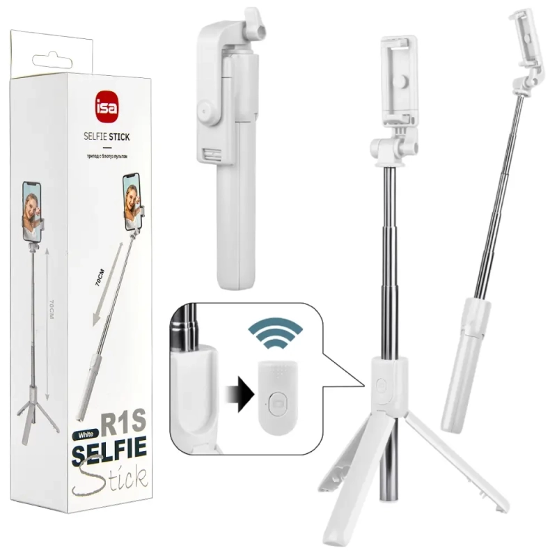 Монопод-трипод с блютуз пультом, R1S ISA белый