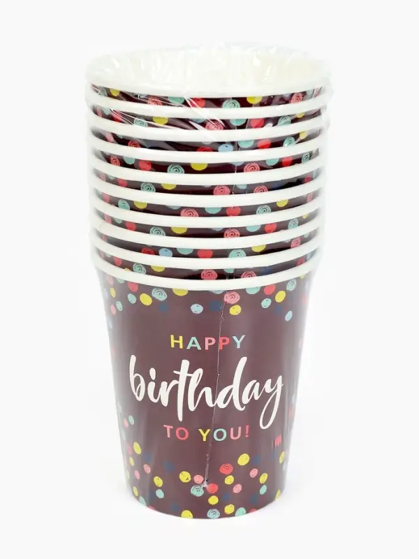 Стакан одноразовый бумажный &laquo;Happy Birthday&raquo; , конфетти 250 мл