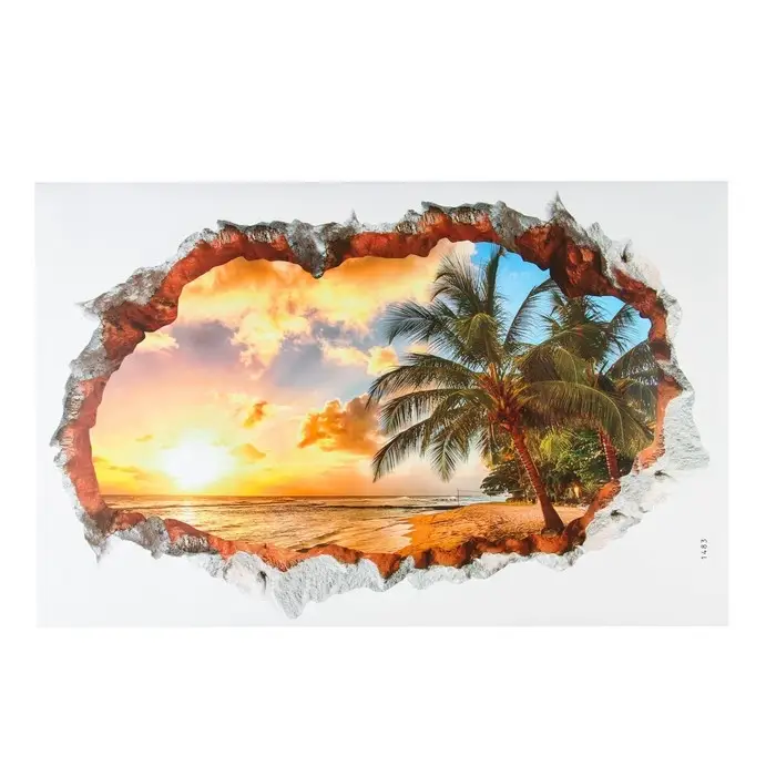 Интерьерная наклейка 3D на стену TAKE IT EASY &laquo;Закат на пляже&raquo;, 90&times;60 см, декоративная, влагостойкая, ПВХ