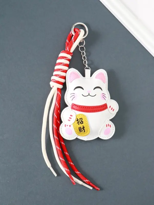 Брелок на карабине кожзам, текстиль "Манэки-нэко" с узлом 27х8х3 см