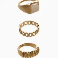 Набор колец 3 шт "Новый стиль" цепь, размер МИКС, цвет белый в золоте