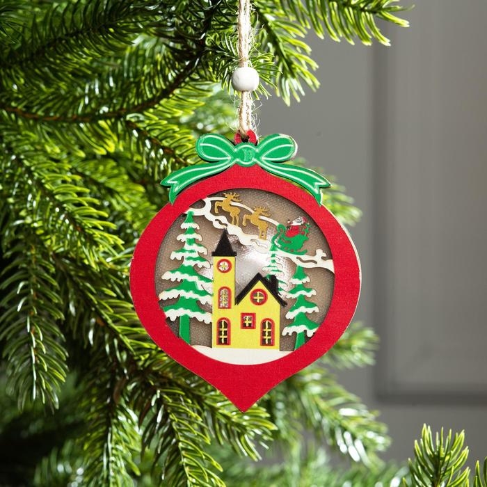 Ёлочная игрушка &laquo;Новогодний шар&raquo;, от батареек, свечение тёплое белое