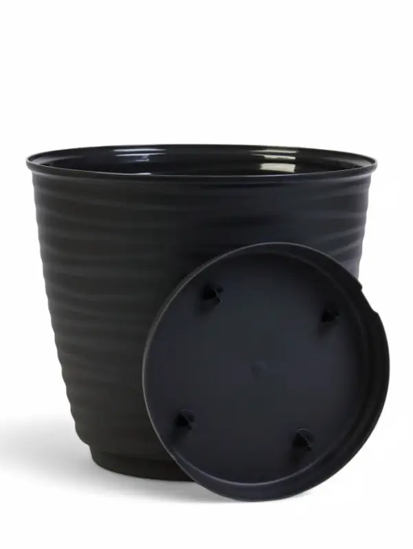 Горшок для цветов "Saffron" D-26,7 см, 9,1 л с поддоном, черный