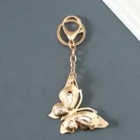 Брелок металл, стразы на карабине "Бабочка" розовый 4,7х6,4х0,8 см