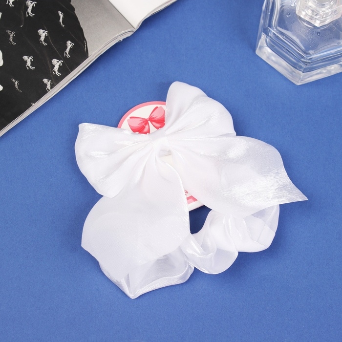 Набор для волос "Школьница" (резинка 10 см, зажим 9 см) классик объём, белый