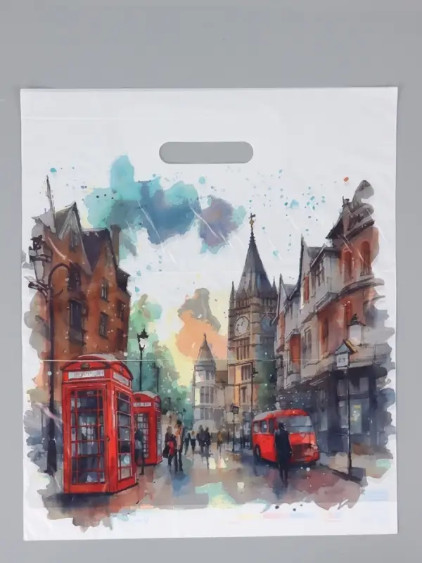 Пакет "Биг Бен", полиэтиленовый с вырубной ручкой, 36 х 43 + 3 см, 35 мкм