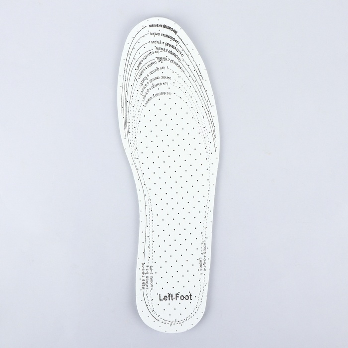 Стельки для обуви, универсальные, дышащие, р-р RU до 46 (р-р Пр-ля до 47), 29 см, пара, цвет белый