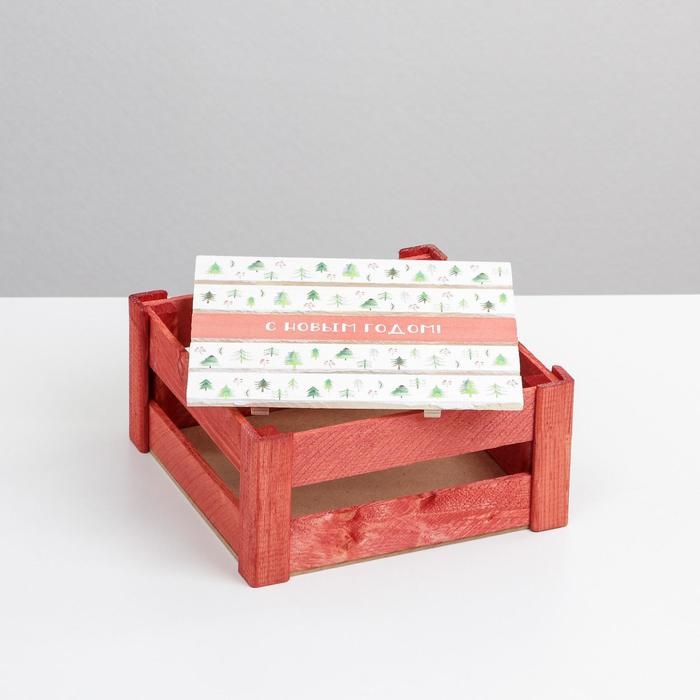 Подарочная коробка - ящик новогодний «С новым годом», деревянный 20 × 20 × 10 см Подарочная коробка - ящик новогодний «С новым годом», деревянный 20 × 20 × 10 см